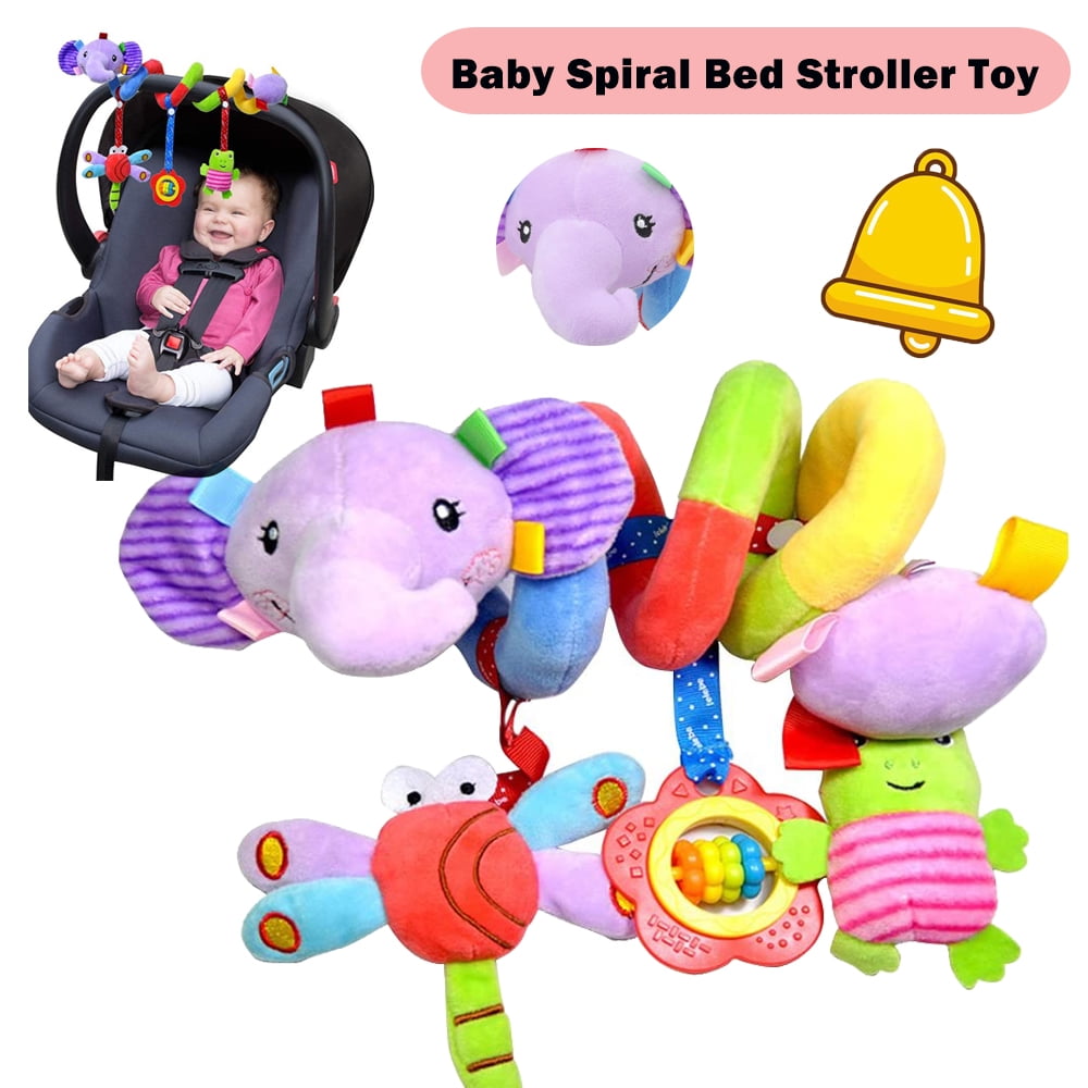 LNKOO Baby Pram Crib Ornament Hangings Purple Cute Little Elephant Design Spiral Plush Toys Stroller and Travel Activity Toy-Baby Infant Crib Toy Spiral Activity Hanging Toy