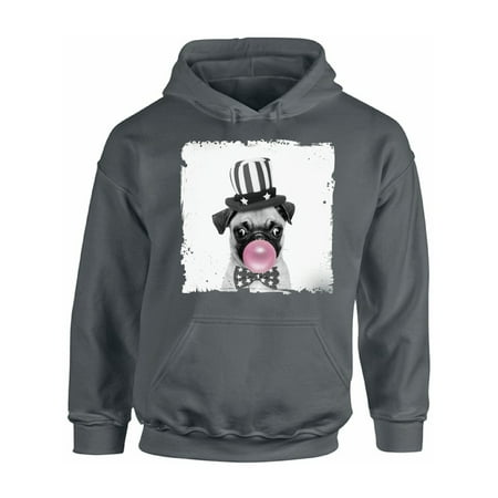 Awkward Styles Puppy Pug Chewing Gum Animal Themed Clothes Little Pug with Gum Hoodie Animal Hoodie for Woman Funny Animal Gifts Pug Clothing Cute Animals Best Unisex Gifts Cute Hoodie