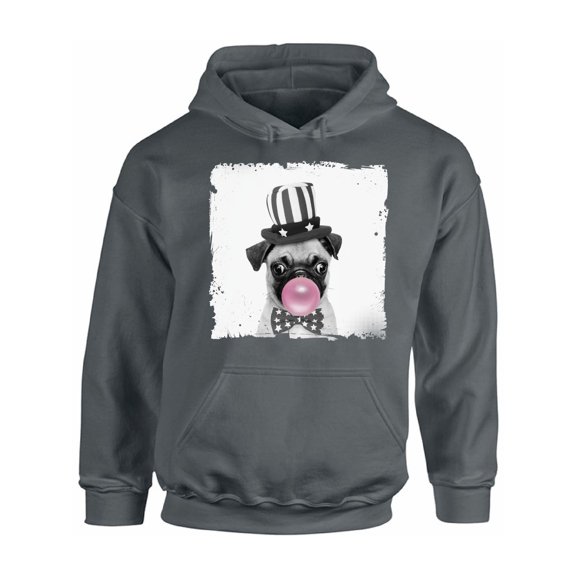 Awkward Styles Puppy Pug Chewing Gum Animal Themed Clothes Little Pug with Gum Hoodie Animal Hoodie for Woman Funny Animal Gifts Pug Clothing Cute Animals Best Unisex Gifts Cute Hoodie Crewneck