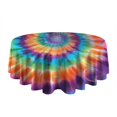 thumbnail image 5 of Rainbow Tie Dye Mandala Pattern Round Tablecloth 60"x60",Wrinkle Wipeable Table Cloth for Kitchen Dining Room Picnic Patio Party, 5 of 6