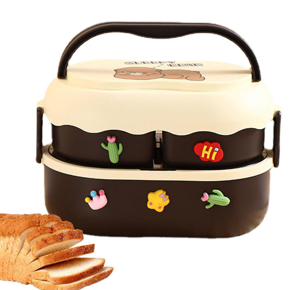 Tohuu Bento Lunch Box Kawaii Double-layer Divided Lunch Box with Handle  Cutlery Lovely Bento Box Adult Lunch Box for Kids Students Adults Built-in Utensil  Set exceptional 