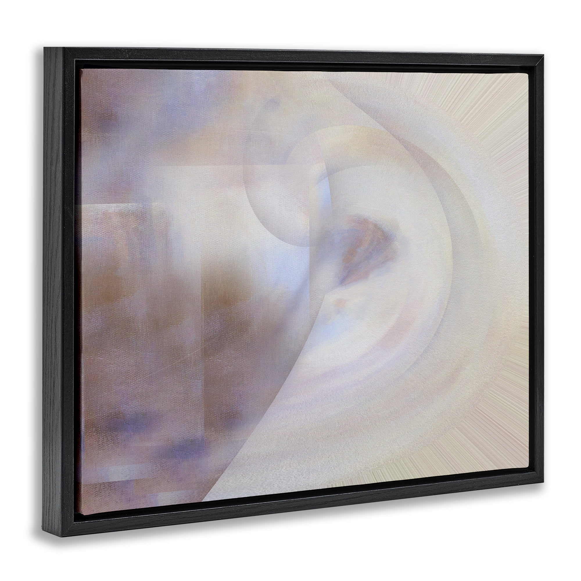Stupell Industries Faded Beige Abstraction Abstract Painting Black Floater Framed Canvas Art Print Wall Art, 31 x 25