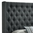 thumbnail image 2 of Benjara BM215869 Fabric Upholstered Queen Size Bed with Button Tufts & Tapered Legs, Black, 2 of 2