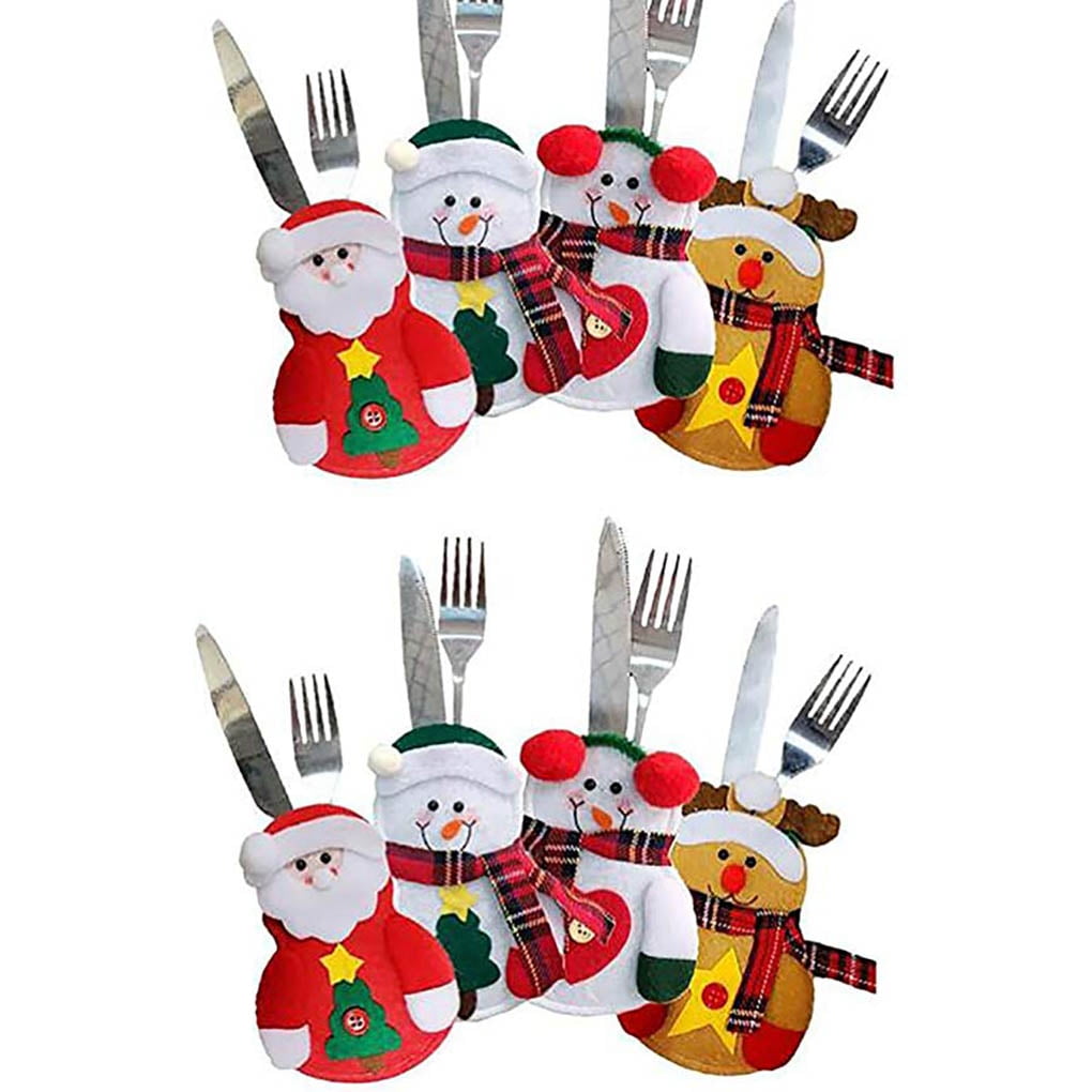 8PCS Christmas Silverware Tableware Holders Pockets Cutlery Cover Xmas