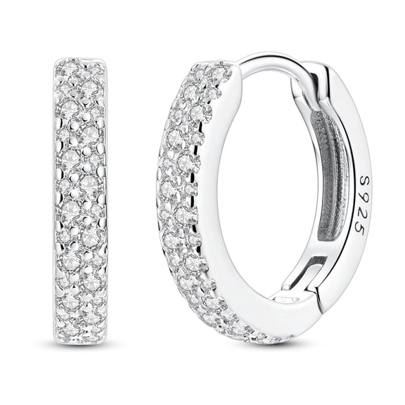 MULA Original 925 Sterling Silver Hoop Earrings Sparkling Fully Beaded AAA CZ for Women Jewelry Gift