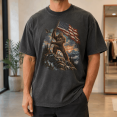 thumbnail image 5 of Lotusprint LLC Patriotic Bigfoot Classic Unisex T-Shirt Comfort, America Flag Mountain Graphic Tee, 5 of 5