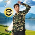 thumbnail image 4 of LWITHSZG Uv Protection Shirts for Men Rash Guard Long Sleeve Fishing Hoodie Color Block Lightweight Summer Tops with Thumb Holes S-3XL, 4 of 6