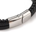 thumbnail image 3 of 6 pc Microfiber Leather Multi-strand Bracelets 304 Stainless Steel & Black Glass Bracelets for Men Knot 8-5/8x1 inch(22x2.5cm), 3 of 3