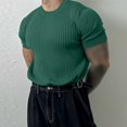thumbnail image 2 of INCERUN Mens O-Neck Short Sleeve Solid Rib-Knit T-Shirt Casual Fitness Tops Shirt, 2 of 6