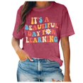 thumbnail image 1 of TSADFHJI Hauts à Manches Longues pour Femmes Ajustés T-Shirt d'Été Décontracté Imprimé à Manches Courtes Col Rond TTTG Rouge, 1 of 4