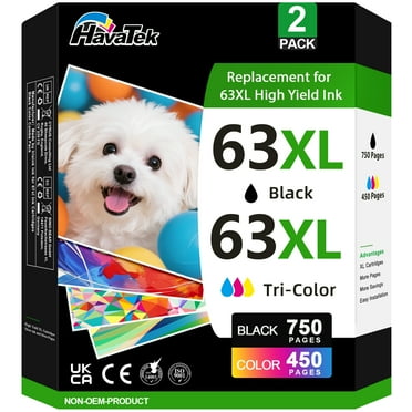 63XL Ink Cartridges Compatible for HP Ink 63 Black/Color Ink Work With Envy 4520 4512 OfficeJet 3830 4650 4655 5255 5258 5200 Desket 2130 3630 Printer