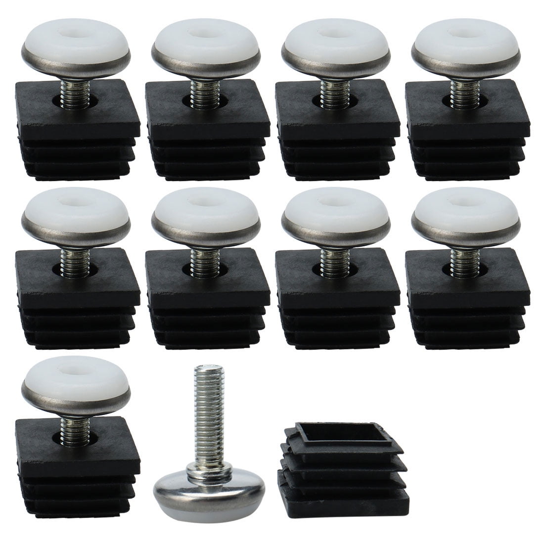 uxcell 19mm x 19mm Thread Tube Insert Adjustable Leveling Foot 10 Sets for Desk Table