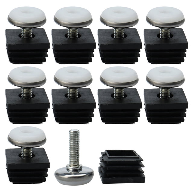 Patas niveladoras ajustables Uxcell 25 x 25 mm Inserciones para muebles, deslizadores de mesa, 10 piezas