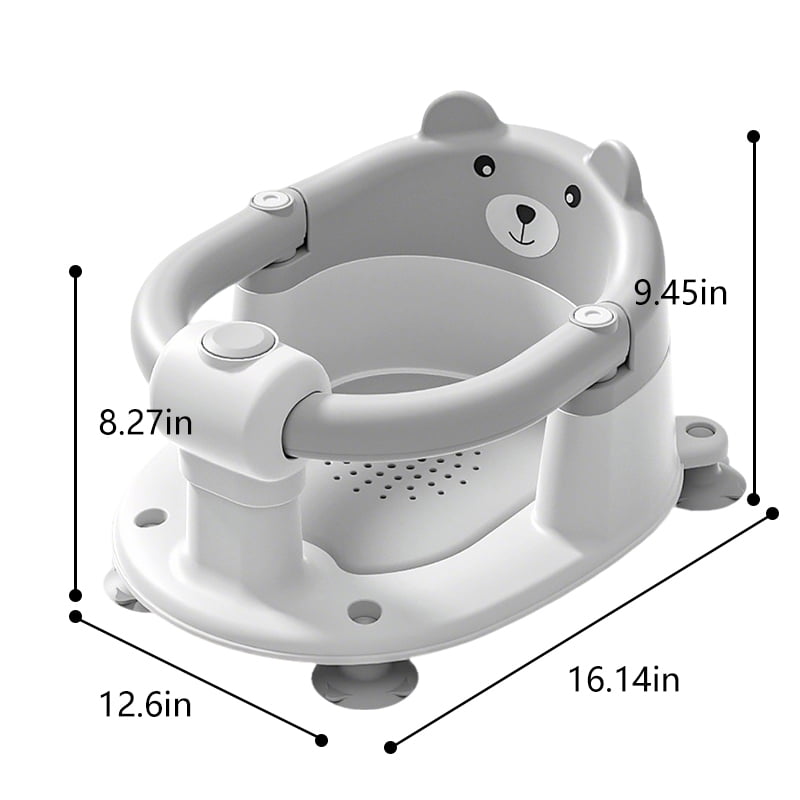 Baby Bath Seat for Babies 6 Months & up, Non-Slip Toddler Bath Seats for Babies Sitting Up, Safe Infant & Newborn Bathtub Chair with 4 Suction Cups & Soft Cushion for Shower,Gray