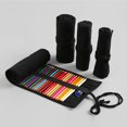 thumbnail image 4 of Estuche enrollable de lona portátil para lápices, de gran capacidad, con ruedas, organizador de almacenamiento (72 ranuras - Negro), 4 of 7