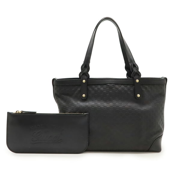 Pre-Owned GUCCI Micro Guccissima Tote Bag/Mini Handbag in Black Leather, Japan... (Fair)