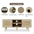 thumbnail image 3 of Eumyviv Farmhouse TV Stands for 55 Inch TV,Wood Media Entertainment Center Cabinet Console Table with 2 Rattan Doors, Natural Oak, H0015, 3 of 10