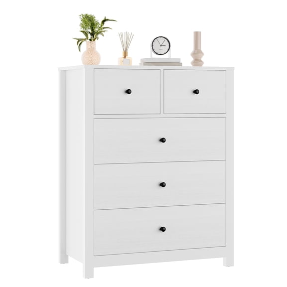 Dresser for Bedroom, Farmhouse 5 Chest of Drawers, Modern 37" Tall Chest of Drawers, Wood Closet Organizers and Storage Cabinet for Bedroom, Living Room