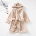 thumbnail image 4 of Children's Plush Coral Fleece Bathrobe,Cozy Hooded Robe with Belt,Cute Print,for Kids Toddlers 2-12 Years,Warm After-Bath Loungewear Toddler Pajamas Gibobby,Khaki,Size 3-4T, 4 of 7