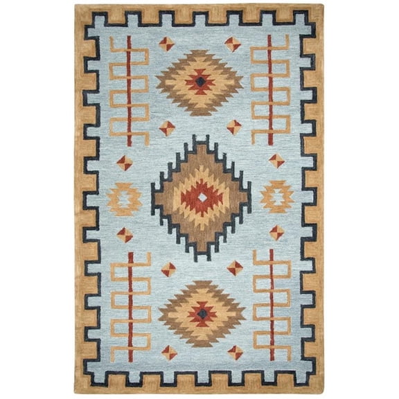 Alora Decor Durango 5' x 8' Southwest/Tribal Lt. Blue/Multi Hand-Tufted Area Rug