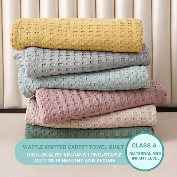 MMJ Cooling Blanket 59.06x78.74in 100% Cotton Waffle Weave Breathable Soft Lightweight All-Season Summer Throw Blanket for Adult Bed Couch Travel