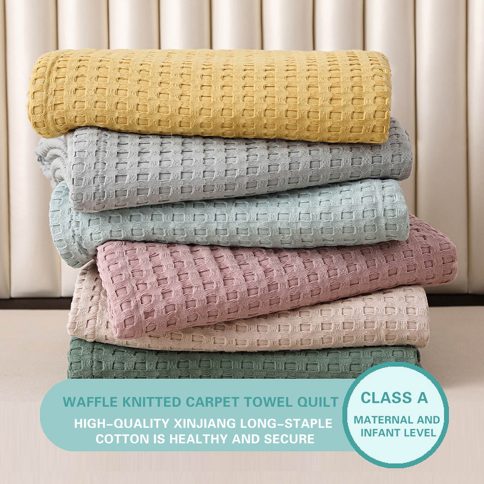 MMJ Cooling Blanket 59.06x78.74in 100% Cotton Waffle Weave Breathable Soft Lightweight All-Season Summer Throw Blanket for Adult Bed Couch Travel