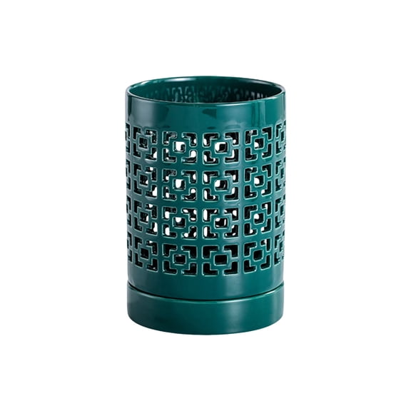Orchid Pots with Holes 6 inch, Ceramic Orchid Pots for Repotting, Breathable Slotted Orchids Planter, Green Flower