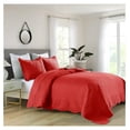 thumbnail image 2 of 3-Piece Christmas Quilt 100% Cotton Oversized Bedspread Lightweight Coverlet Embroidery Christmas Tree Pattern Bedding Set TC (Red, King (118"x106")), 2 of 8