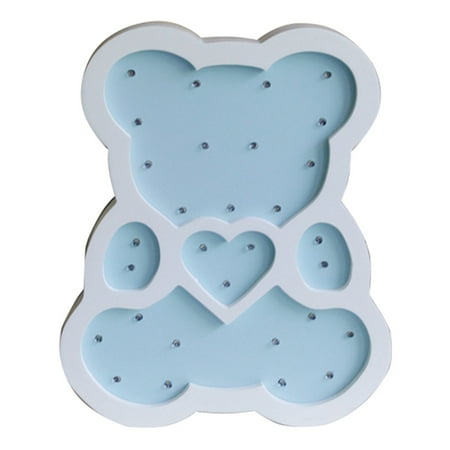 

Wooden Bear Led Night Light Cartoon Bedside Wall Night Lamp Light Children Baby Kids Bedroom Home Decorative Lighting Blue