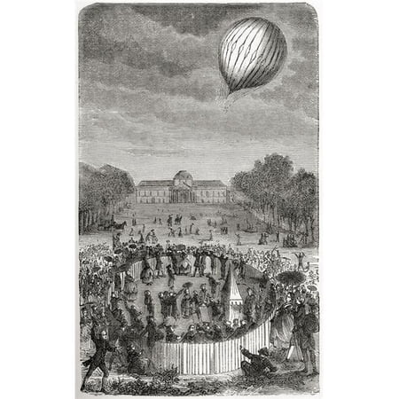 Ascent of Charles Balloon Over the Champ De Mars Paris France August 27 1783 Jacques Alexandre C Sar Charles 1746 - 1823 Poster Print - 22 x 36
