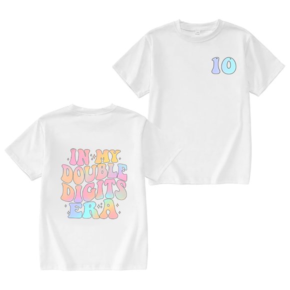 LUOGENLI Girls Shirts Size 14-16 in My Double Digits Birthday Girl Shirt10th Birthday Girls T Shirt Girls Ten Birthday Party Tee Tops White Size 9-10 Years
