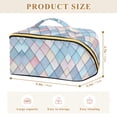 thumbnail image 4 of FORMRS Makeup Bag Travel Cosmetic Organizer for Women Fold Flat Zipper Pouch with Handle, Beige Art Pattern, 4 of 8