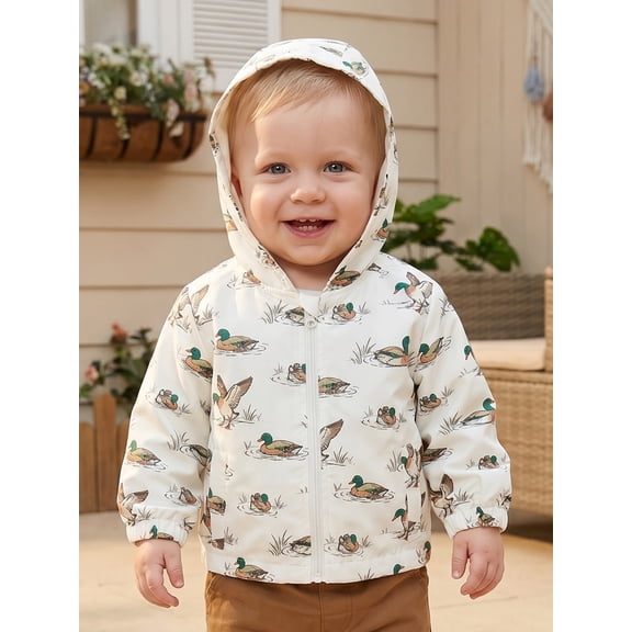 RUINIXCW Toddler Boy Fall Jacket Duck/Camouflage Print Long Sleeve Hooded Jackets Zipper Coat Outerwear