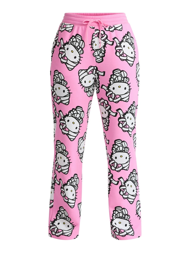 Hello Kitty Women's Halloween Mummy Print Fleece Jogger Pants