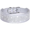 thumbnail image 2 of 1Pack Rhinestones Dog Collars-2" Wide Crystal Diamonds Studded PU Leather 5 Rows Sparkly Crystal Studded Collar for Medium and Large Dog, 2 of 6