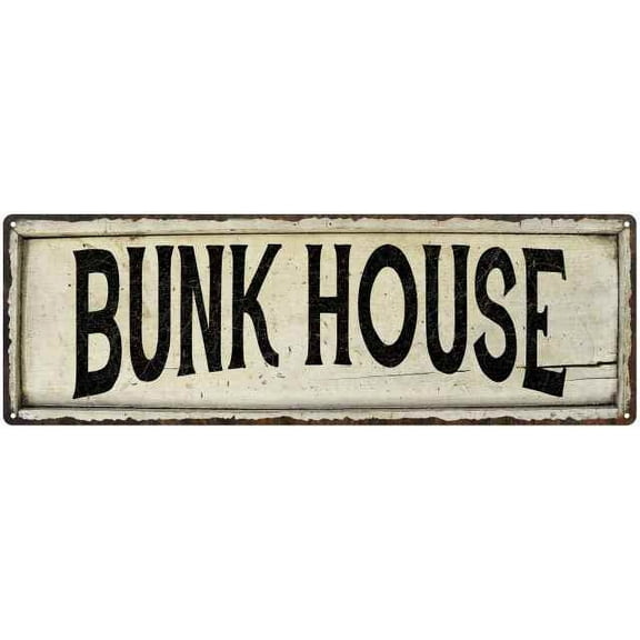 BUNK HOUSE Farmhouse Style Wood Look Sign Gift 6x18 Metal Decor 106180028105