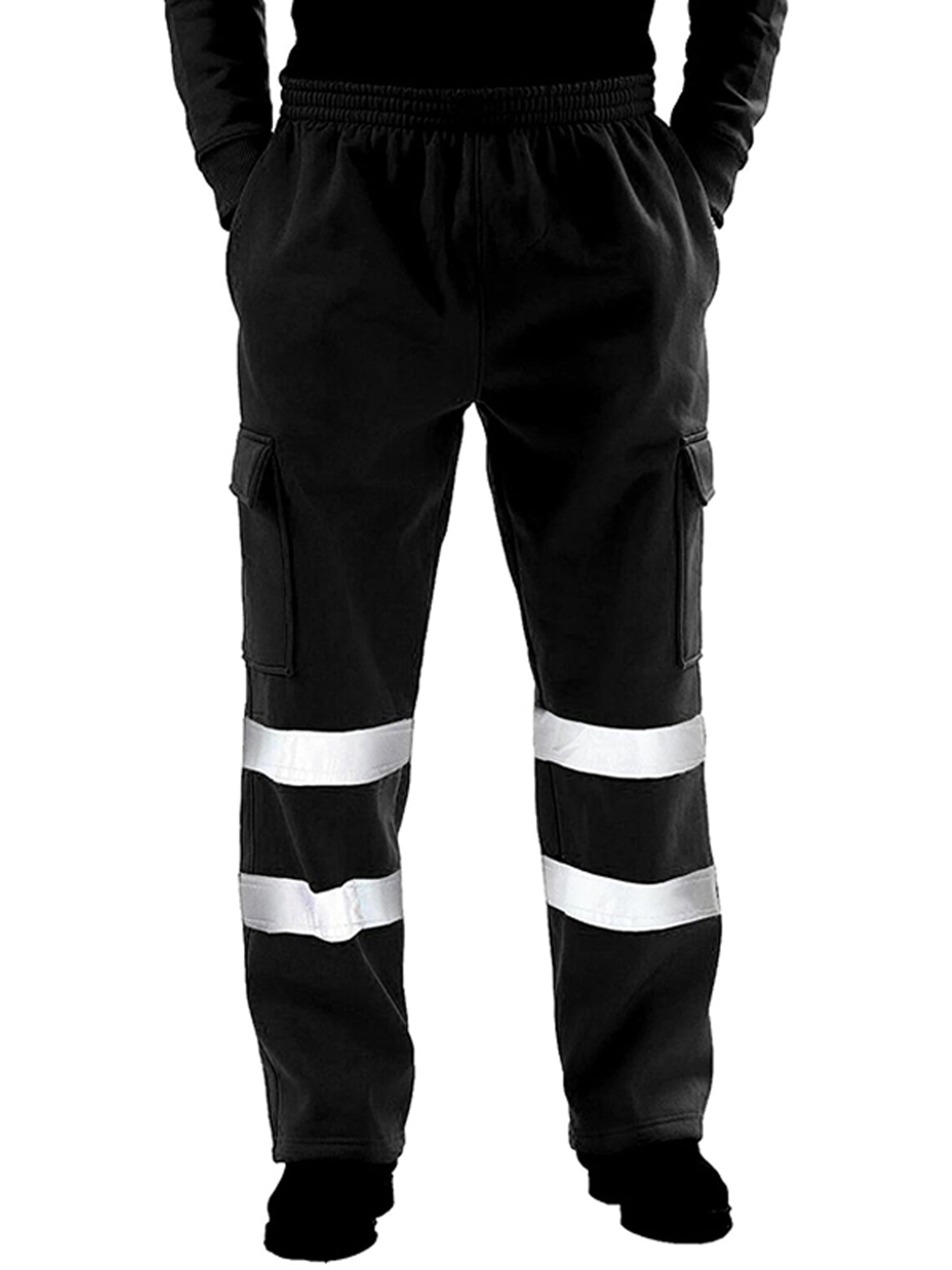 Hi Viz Mens Combat Work Trousers Worker Safety Fleece Pant Cargo Pocket Workwear 