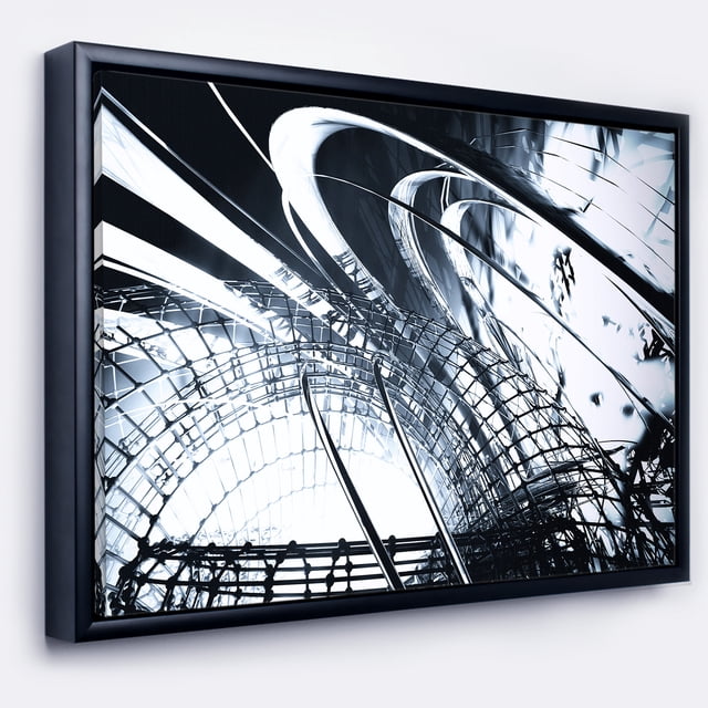 Designart - Art Abstrait 3D Noir Structurel - Impression sur Toile Encadrée Abstraite