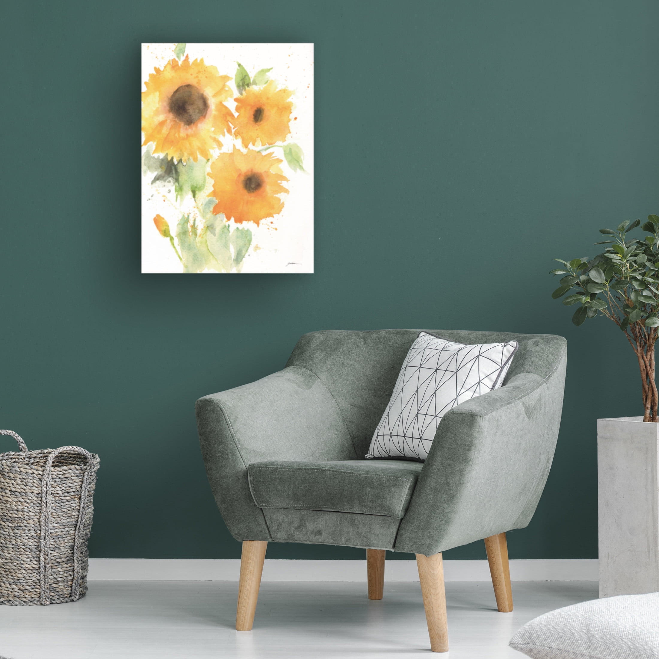 Canvas Wall Art - Sheila Golden 'Sunflower Summer' Wall Art for Living Room, Bedroom, or Office Décor by Trademark Fine Art - 35 x 47 Inches