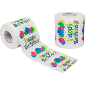 SummitLink Joyeux anniversaire Ballon Toilette Papier Tissu Napkin Prank Fun Fête de novelty Idée cadeau (2 Roulements)