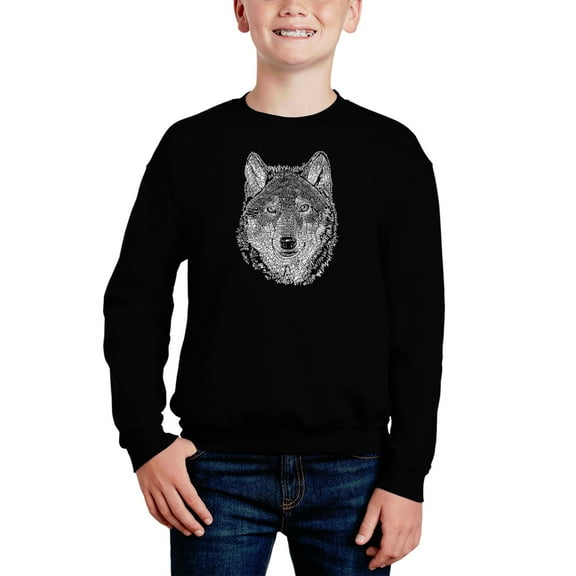 Wolf - Boy's Word Art Crewneck Sweatshirt