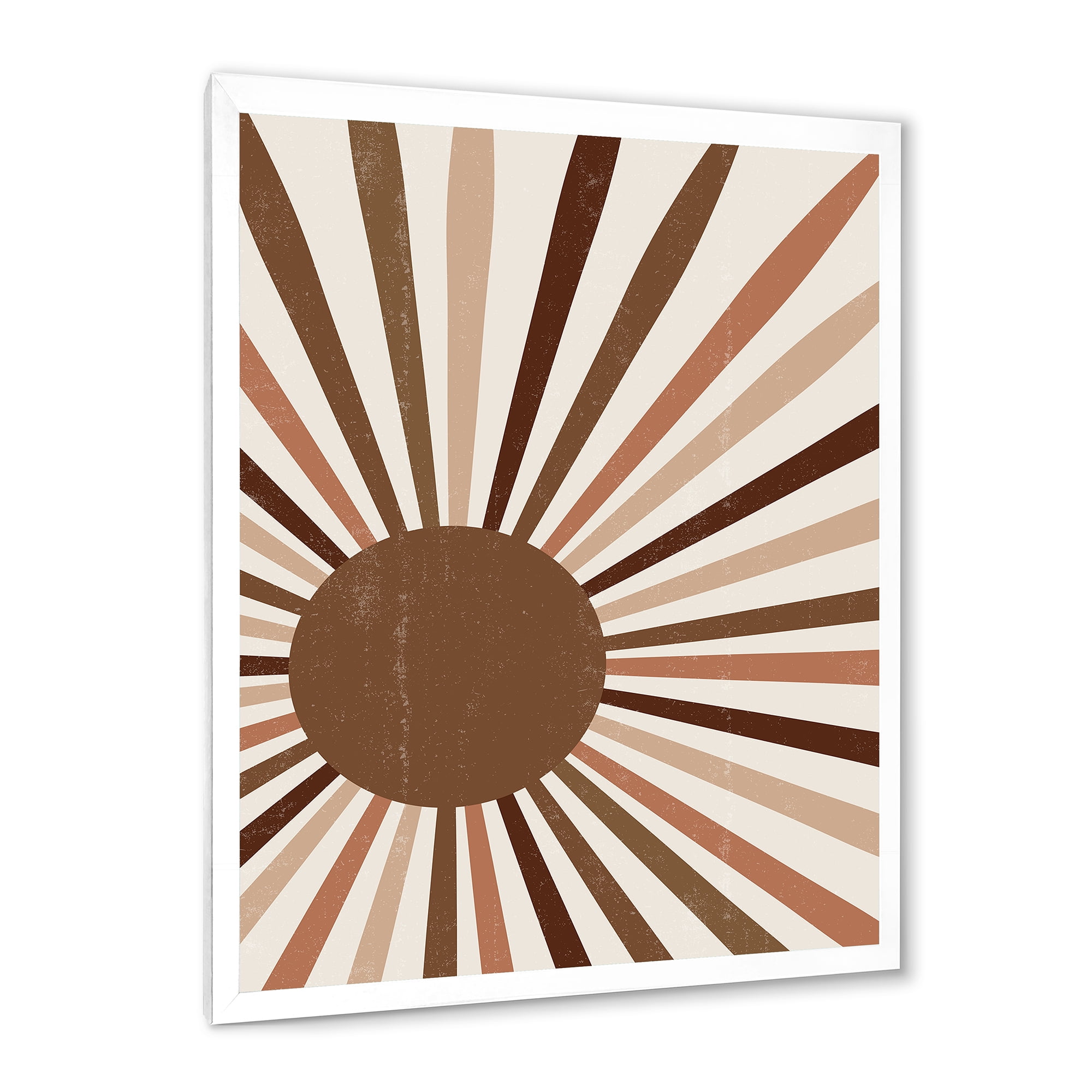 Designart 'Bright Minimalist Shining Terracotta Sun Rays' Modern Framed Art Print