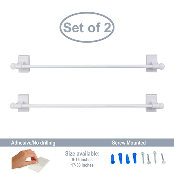 Domovina Self-adhesive/ Wall Mount Rod 9-16 inches long (Set of 2)