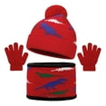 thumbnail image 3 of Splozh Baby Boy Winter Beanies Winter Hat Scarf & Gloves Set Knit Hat Fleece Lined for Toddler Red,2-8 Years, 3 of 9
