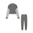 thumbnail image 3 of LUXUR Women Single Breasted 2 Piece Tracksuit With Pockets Running Jogger Set Grey S, 3 of 3