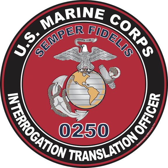 U.S.M.C. MOS 0250 Interrogation Translation Officer Decal 3.8" - Red