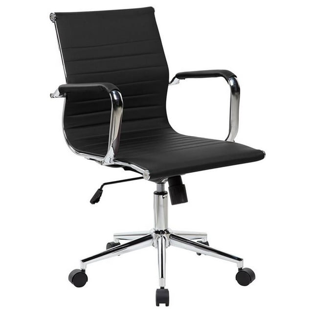 Techni Mobili Modern Medium Back Task Chair in Chrome/Black