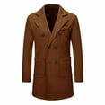 thumbnail image 6 of Mens Trench Coat Slim Fit Double Long Peacoat Color: Brown Size: XL, 6 of 9
