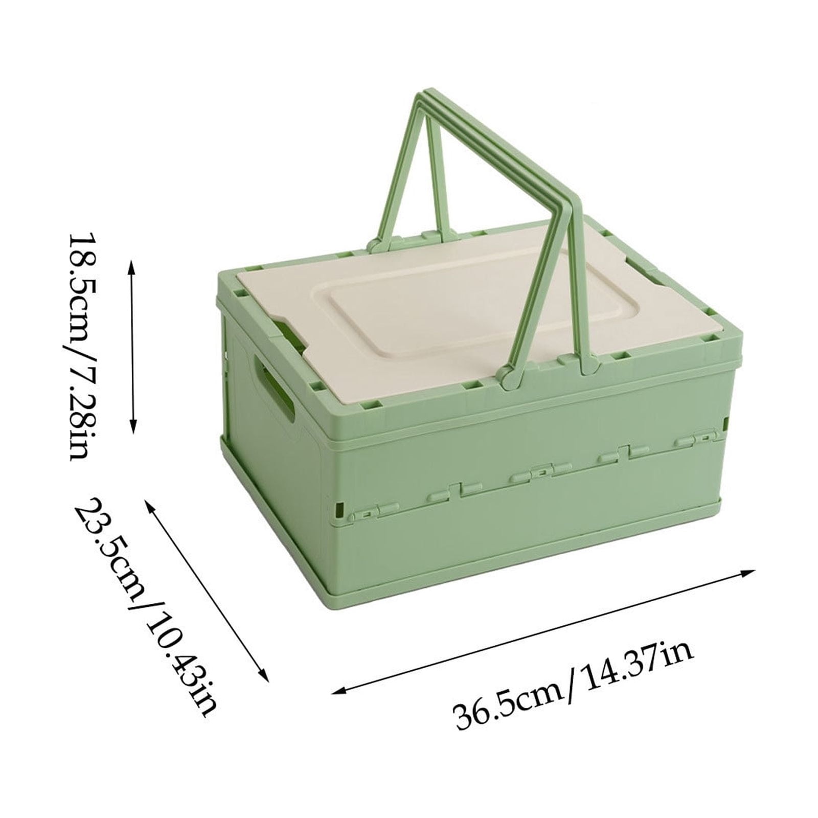 Gosuguu Foldable Storage Box with Lid & Handle | Multi-Functional Organizer for Camping & Home | 14.37x10.43x7.28in Plastic Basket in Orange, Yellow, Pink, Red, Black, Green