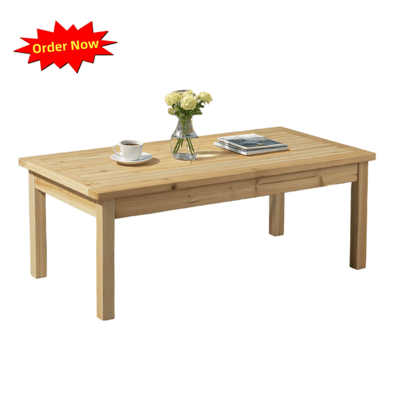 Tcbosik 44 inch Rectangle Coffee Table, Wood Accent Table for Indoor & Outdoor, Living Room, Garden, Patio, Backyard, Natural